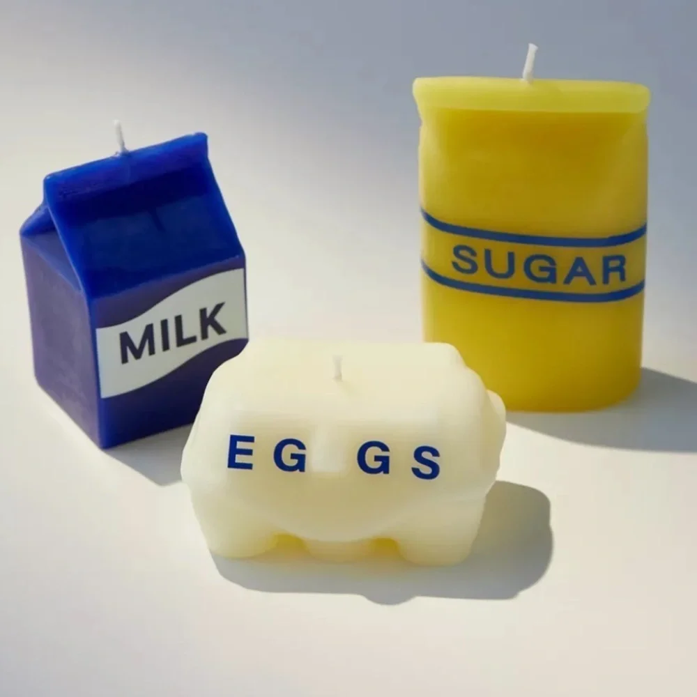 Urban Outfitters Novelty Candle Set NEW baking ingredients milk, eggs, sugar